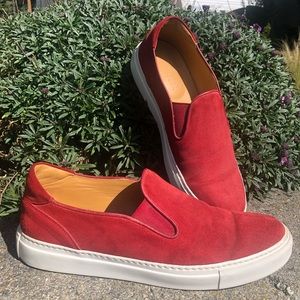 ISAIA NAPOLI - Red Shoes - made in Italy - suede slip on Size 10 US